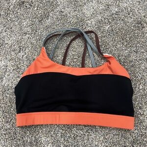 Vibrant Orange and Black Sports Bra